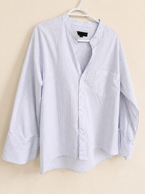 ZARA Mandarin Collar Oversized Striped Shirt NWOT